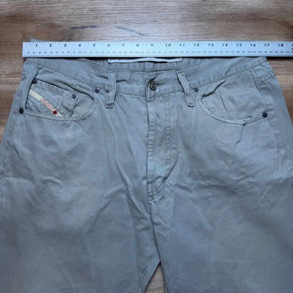 Vintage Diesel Jeans Men 34x29 Light Gray Straight Leg Button Fly Pants (Tag 36) - Picture 10 of 14